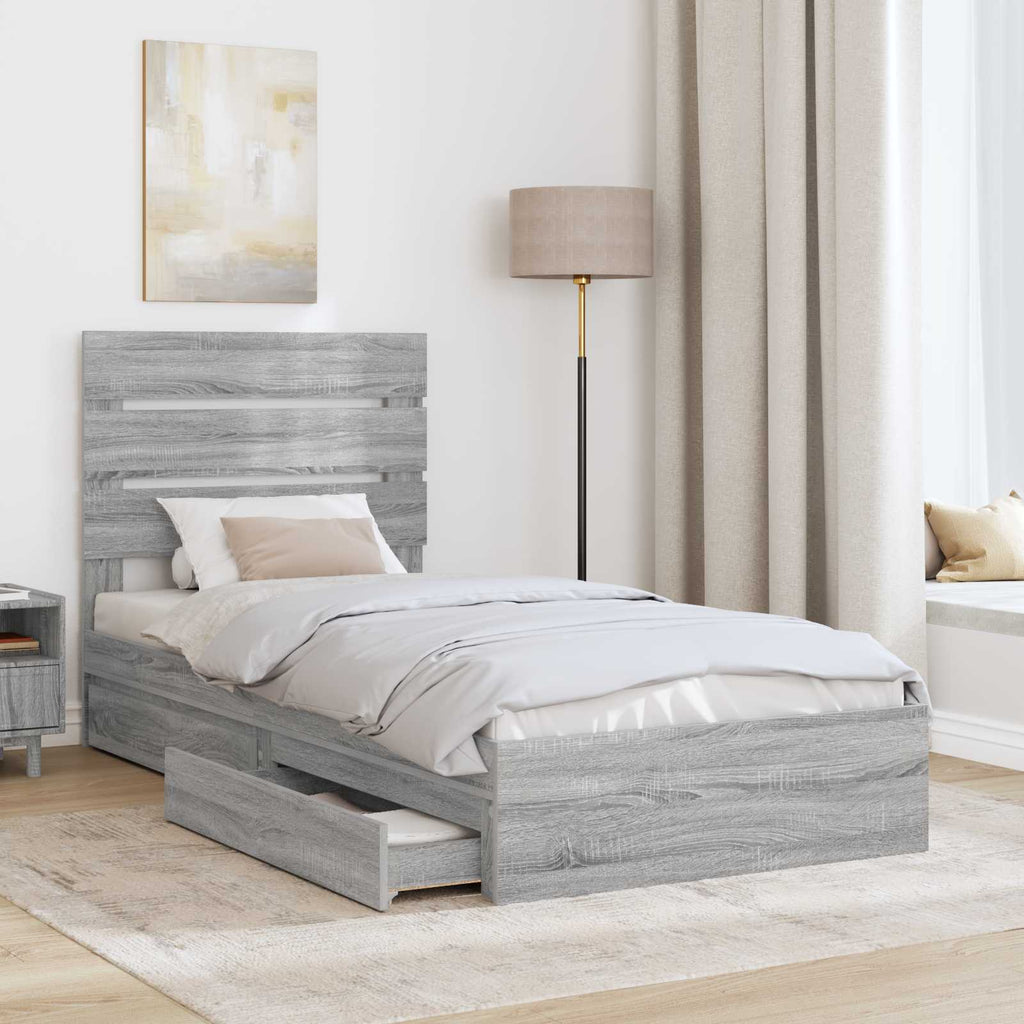 Aufbewahrungsbett Graues Sonoma 70 x 190 cm Holzwerkstoff