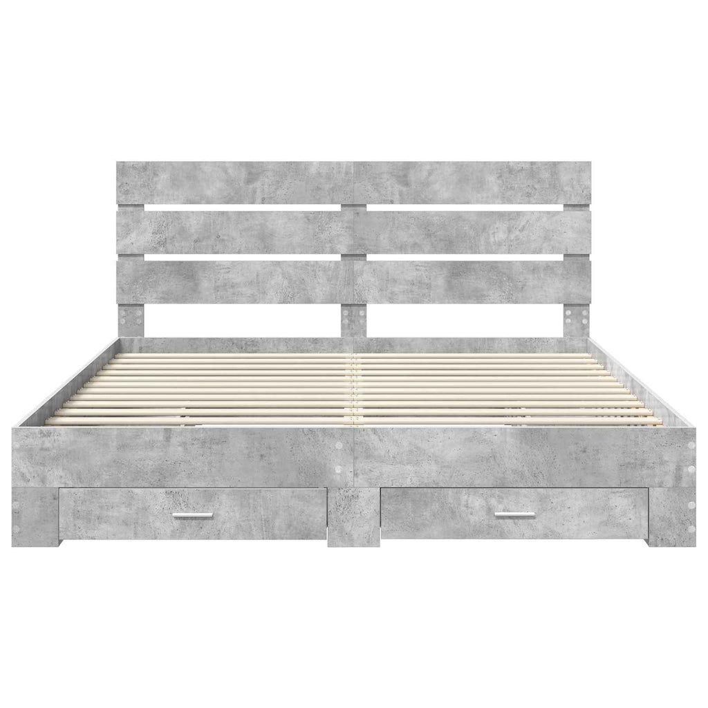 Bettrahmen mit Schubladen Beton Grau 200 x 200 cm Holzwerkstoff