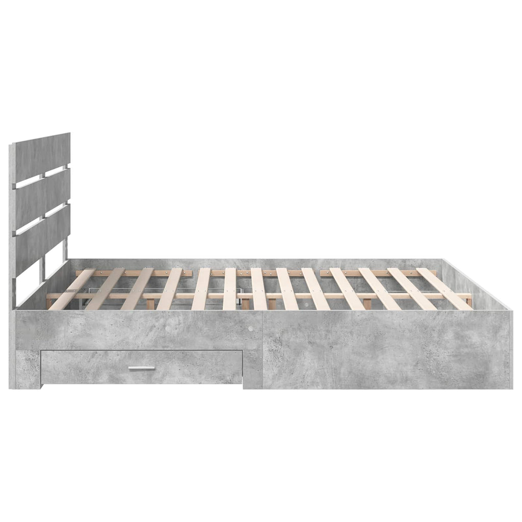 Bettrahmen mit Schubladen Beton Grau 200 x 200 cm Holzwerkstoff