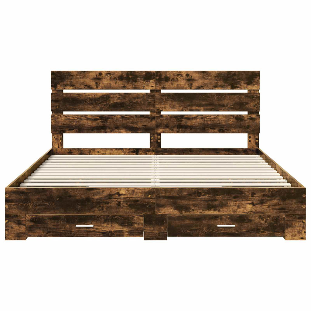 Bettrahmen Geräucherte Eiche 200 x 200 cm Holzwerkstoff