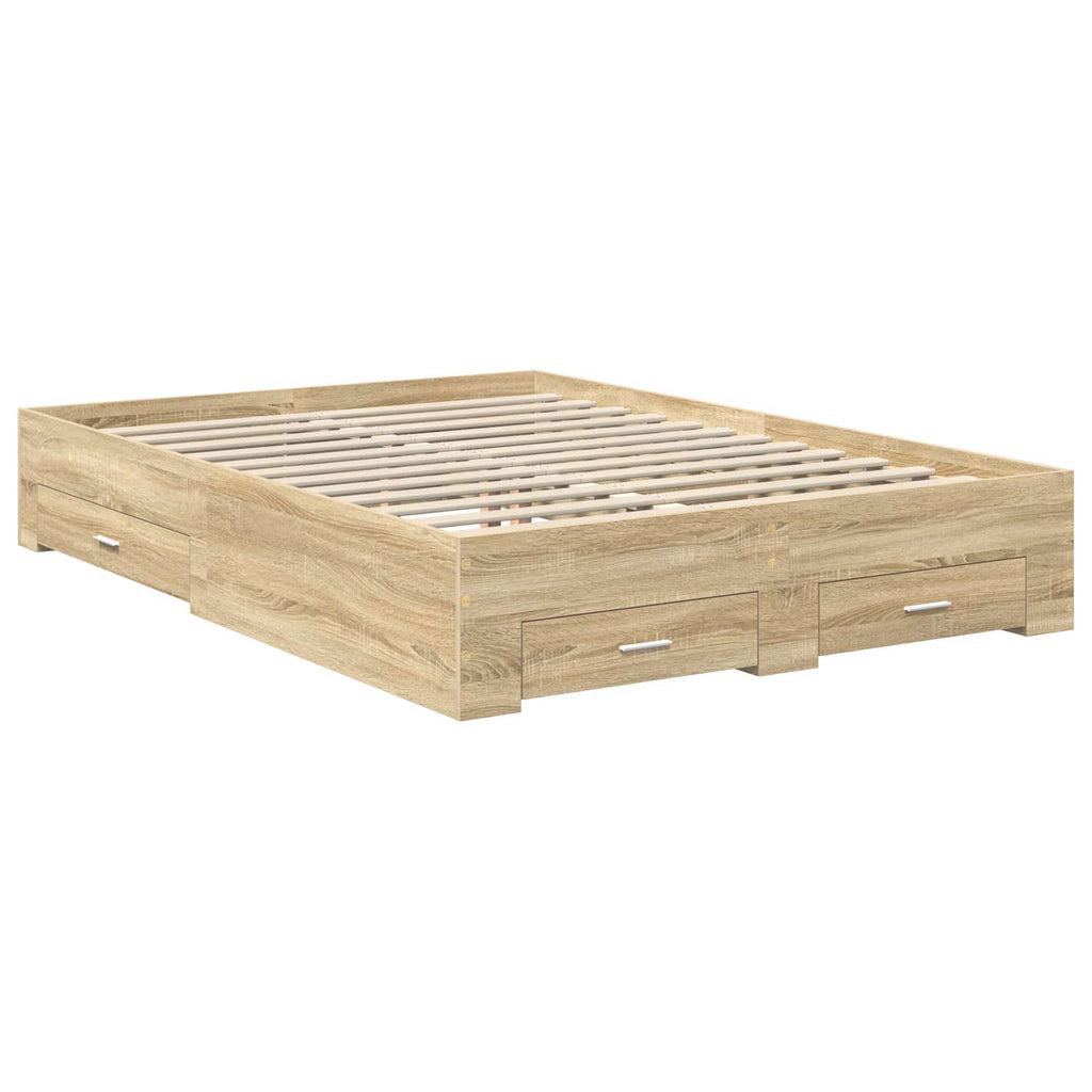Bettrahmen mit Kopfteil Sonoma-Eiche 140 x 190 cm Holzwerkstoff