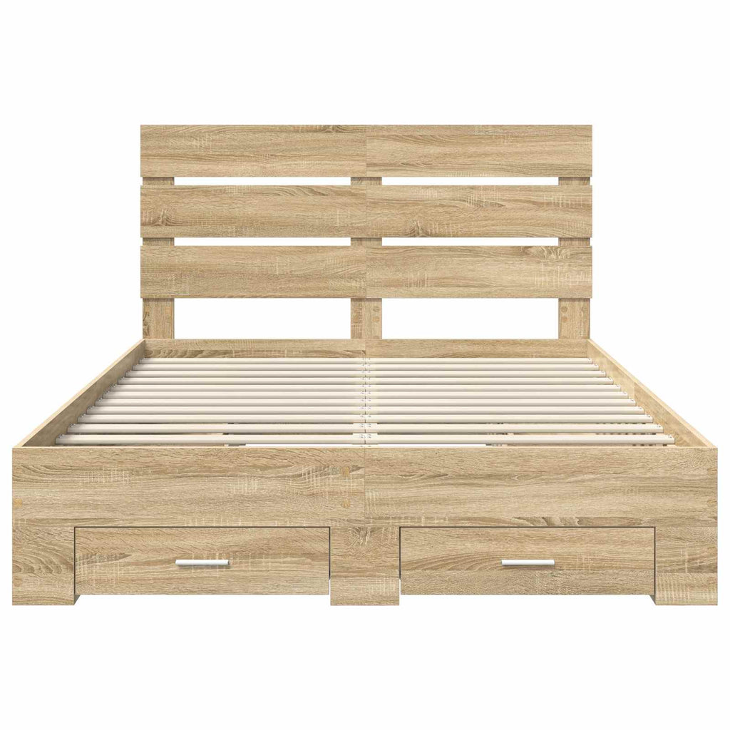 Bettrahmen mit Kopfteil Sonoma-Eiche 140 x 190 cm Holzwerkstoff