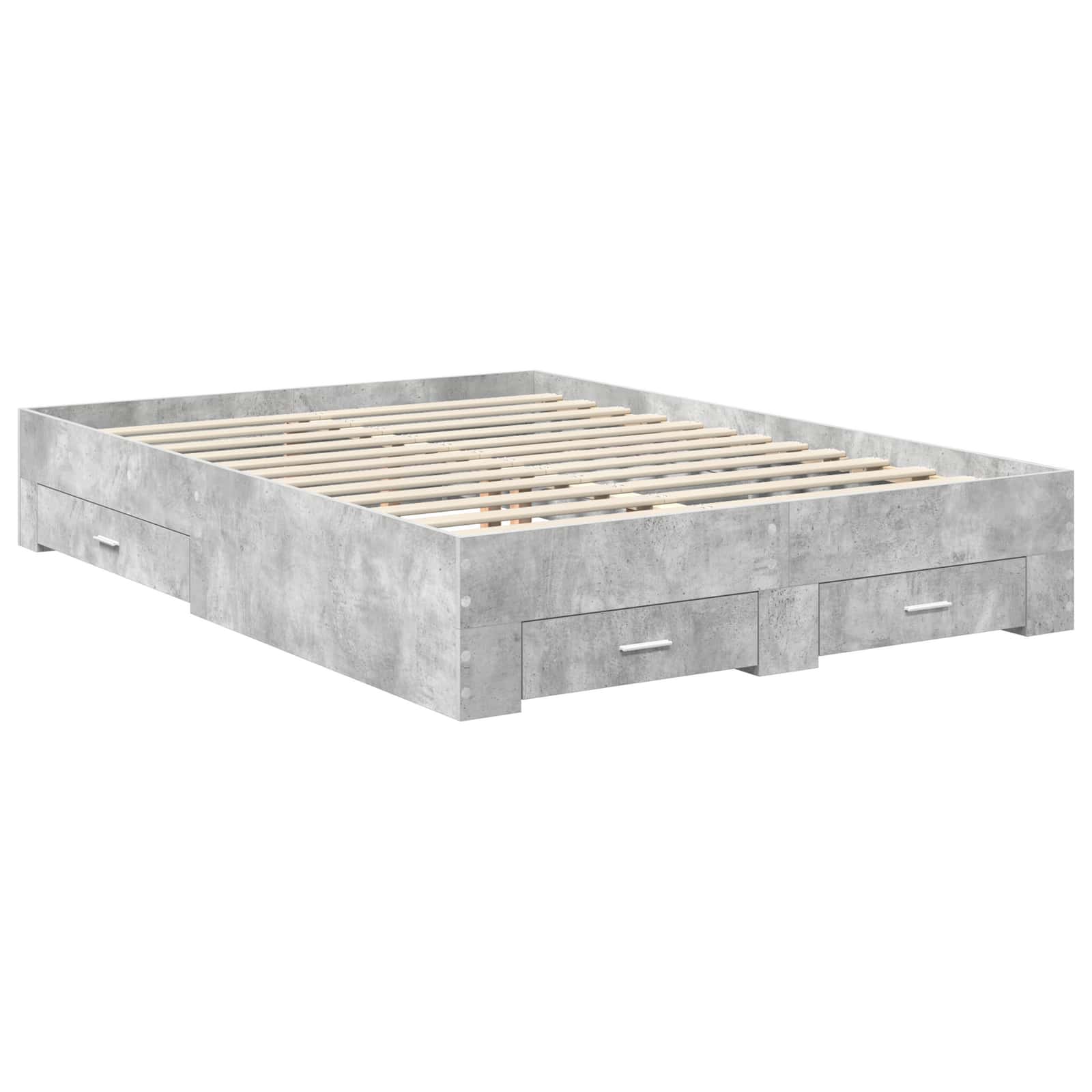 Bettrahmen mit Schubladen Beton Grau 140 x 190 cm Holzwerkstoff