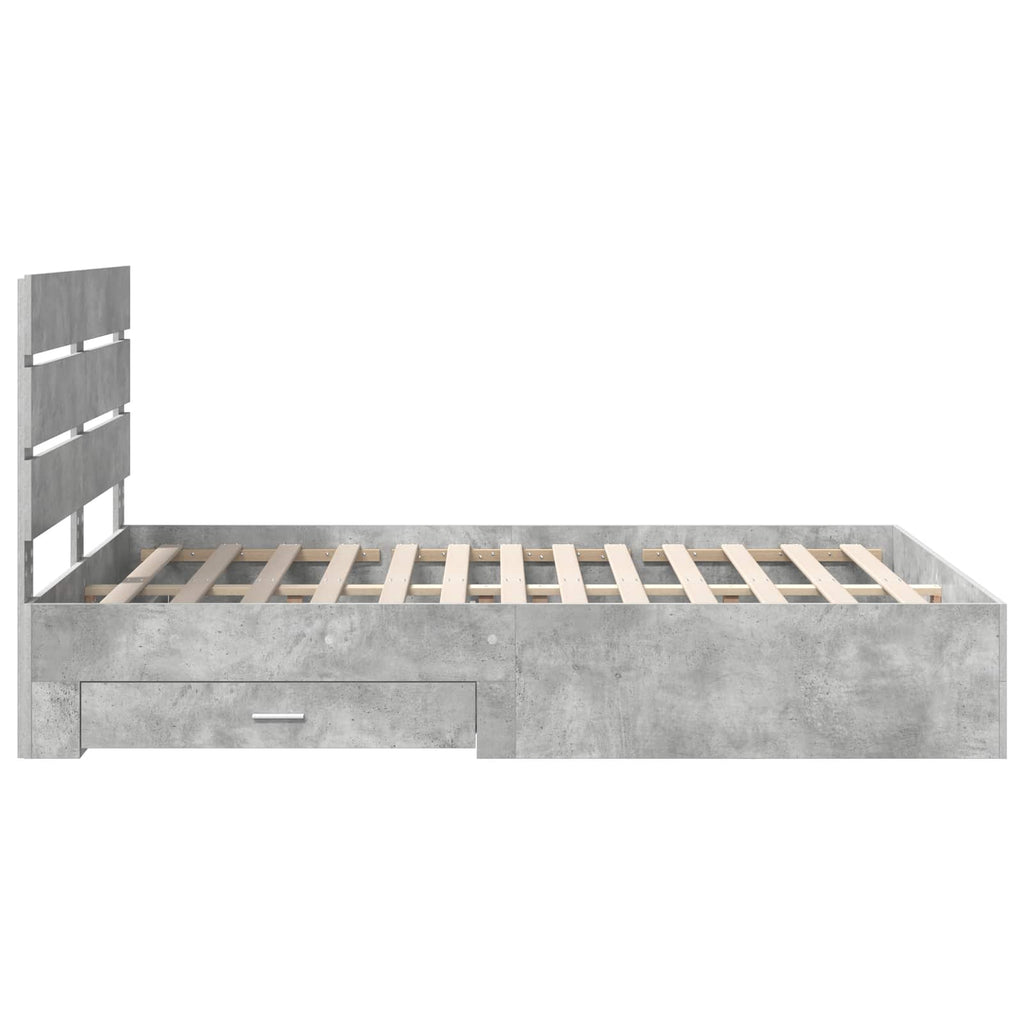 Bettrahmen mit Schubladen Beton Grau 140 x 190 cm Holzwerkstoff