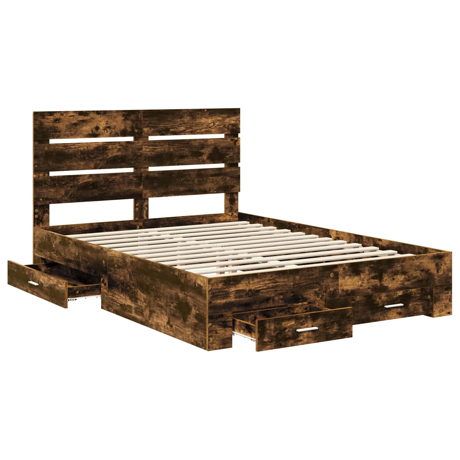 Bettrahmen Geräucherte Eiche 140 x 190 cm Holzwerkstoff