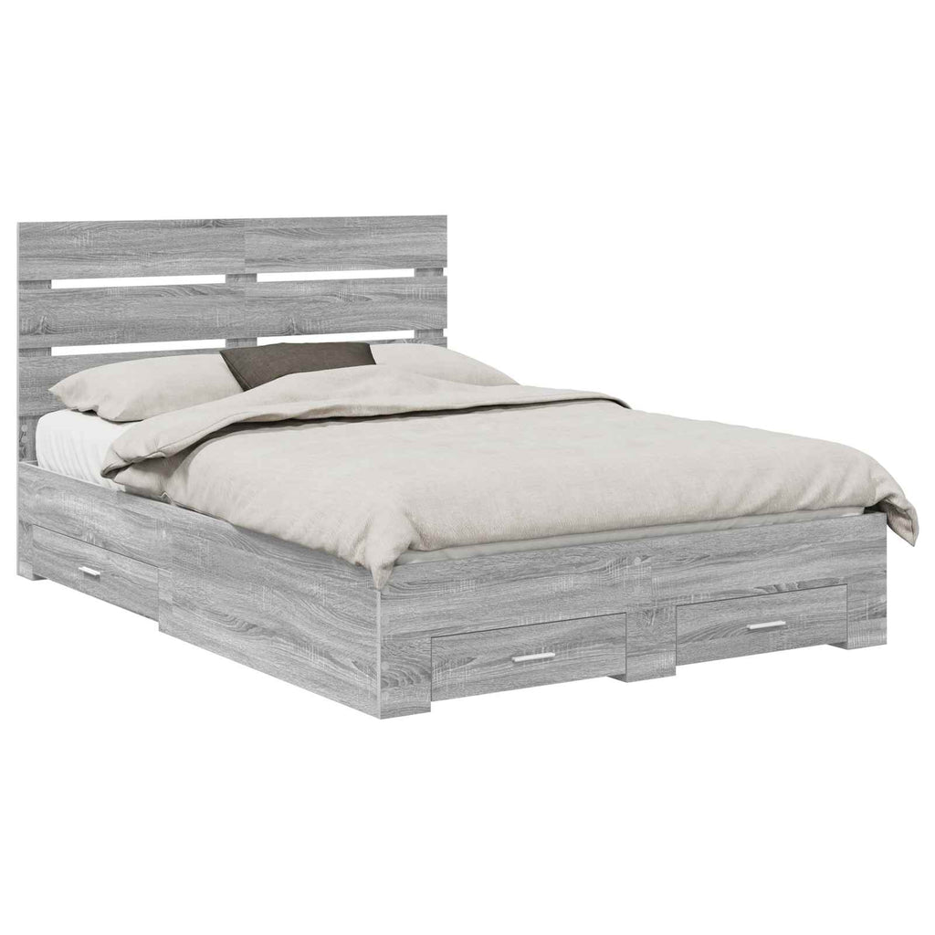 Bettrahmen Graues Sonoma 140 x 190 cm Holzwerkstoff