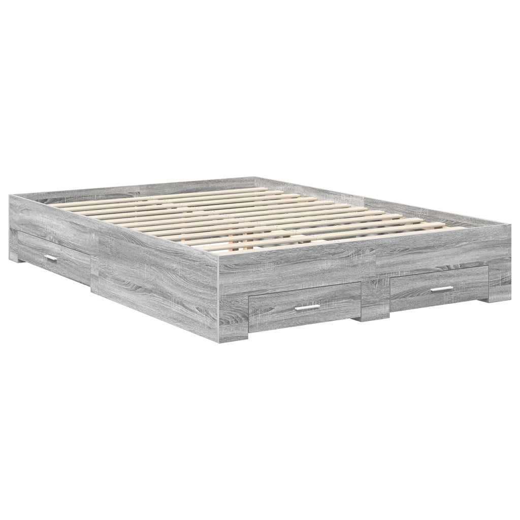 Bettrahmen Graues Sonoma 140 x 190 cm Holzwerkstoff