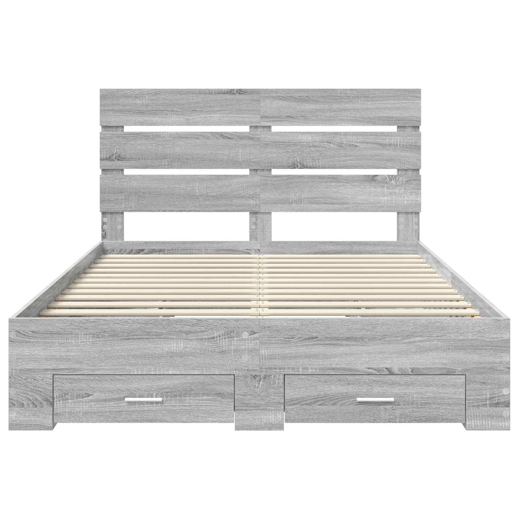 Bettrahmen Graues Sonoma 140 x 190 cm Holzwerkstoff