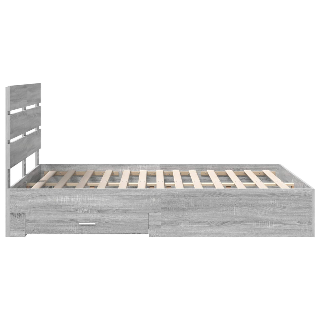 Bettrahmen Graues Sonoma 140 x 190 cm Holzwerkstoff