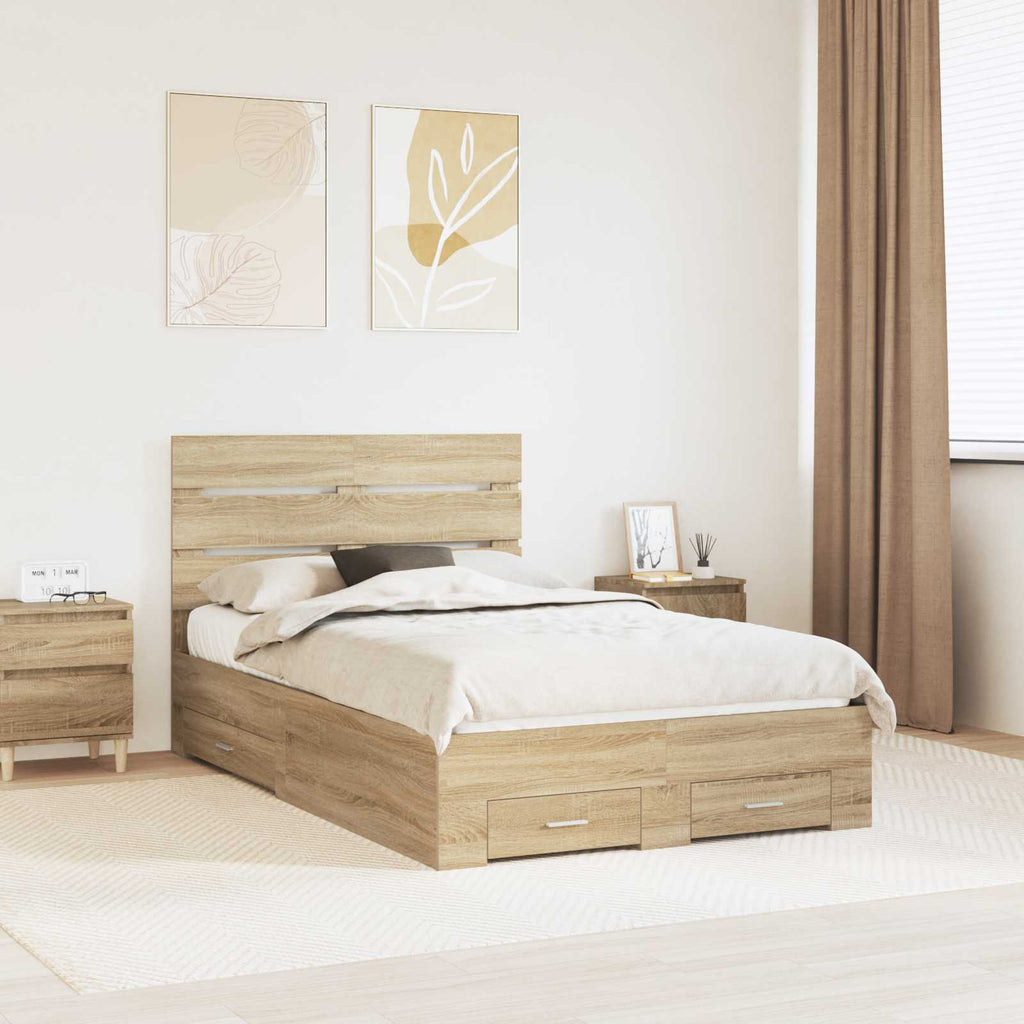 Bettrahmen mit Kopfteil Sonoma-Eiche 135 x 190 cm Holzwerkstoff