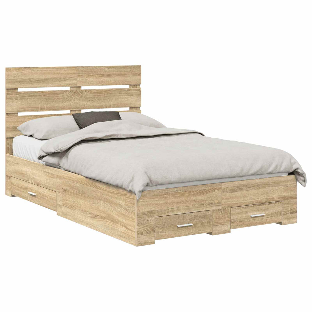 Bettrahmen mit Kopfteil Sonoma-Eiche 135 x 190 cm Holzwerkstoff