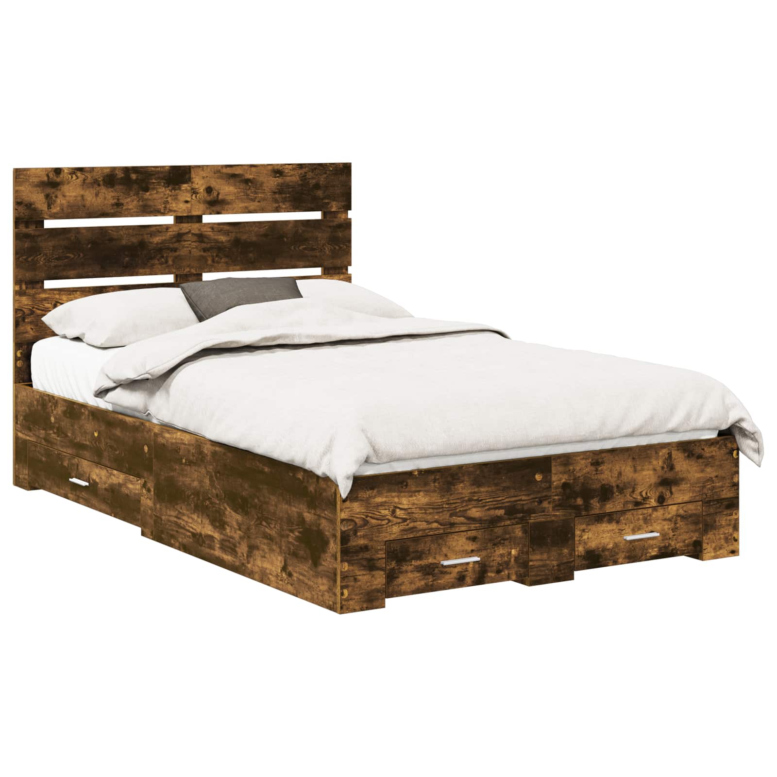 Bettrahmen Geräucherte Eiche 135 x 190 cm Holzwerkstoff