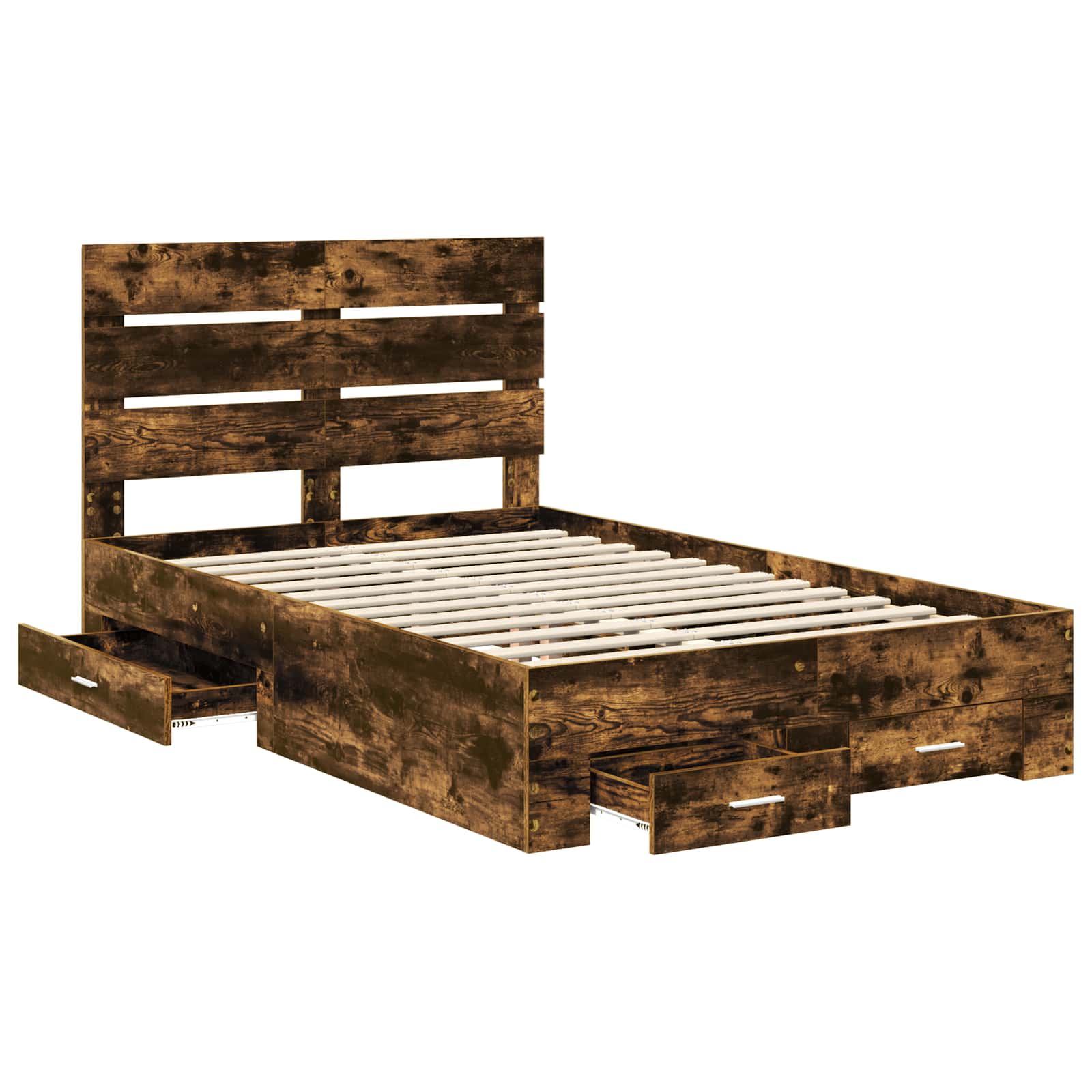 Bettrahmen Geräucherte Eiche 135 x 190 cm Holzwerkstoff