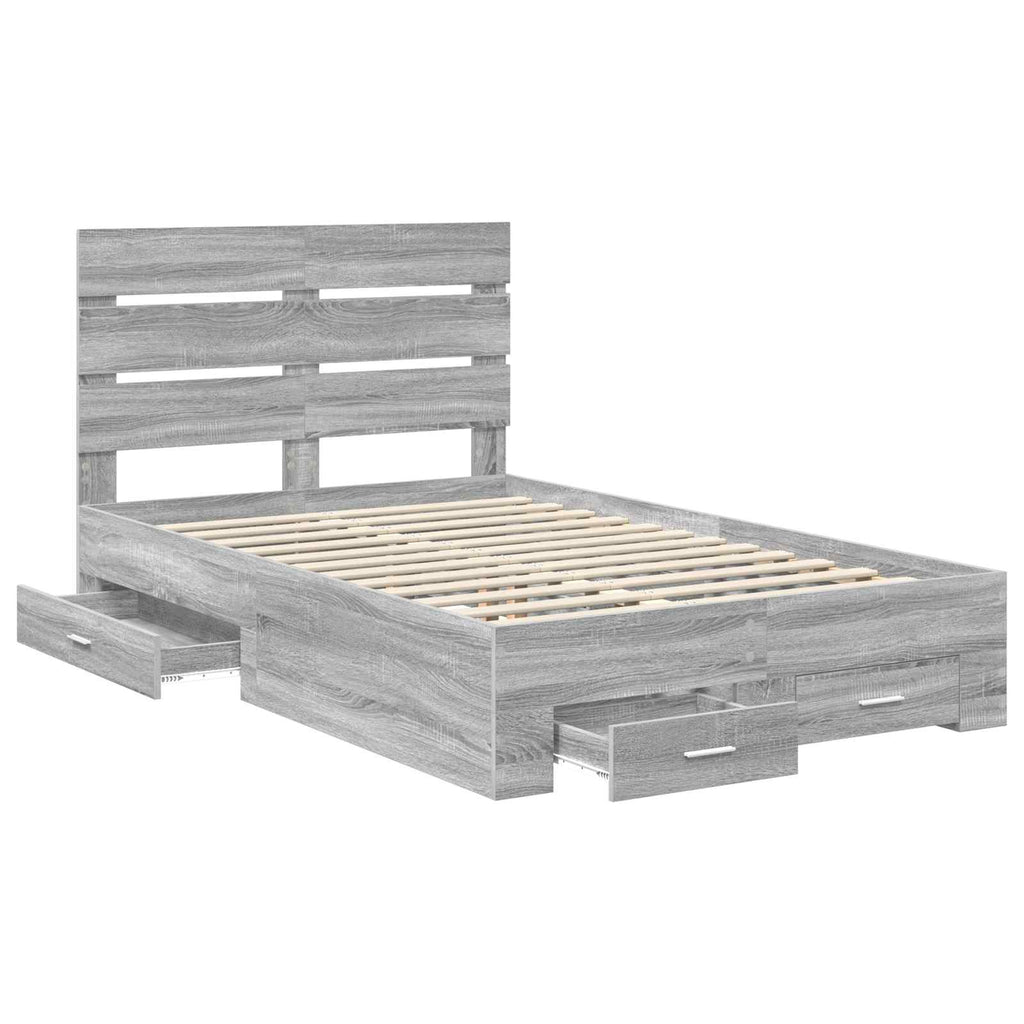 Bettrahmen Graues Sonoma 135 x 190 cm Holzwerkstoff