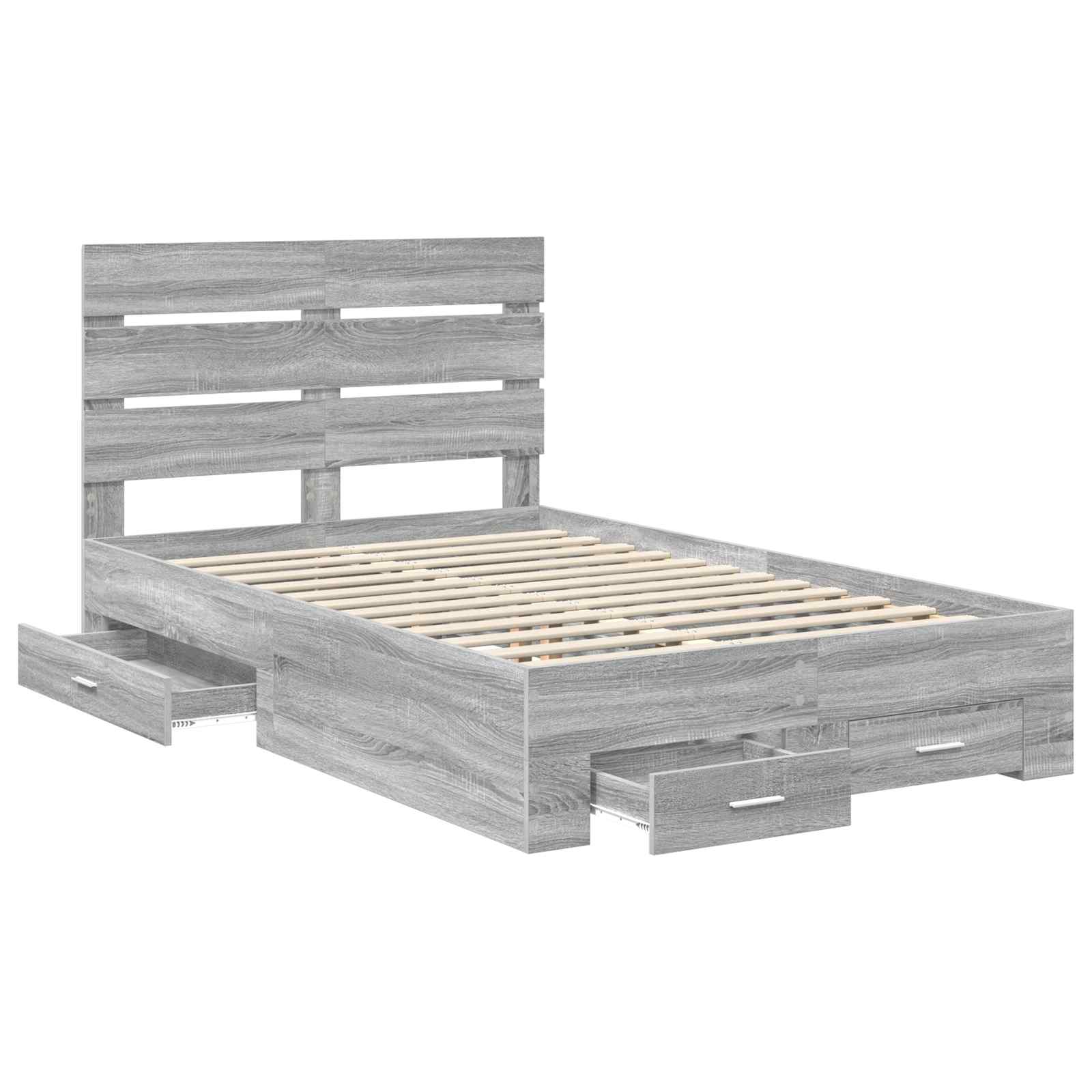 Bettrahmen Graues Sonoma 135 x 190 cm Holzwerkstoff