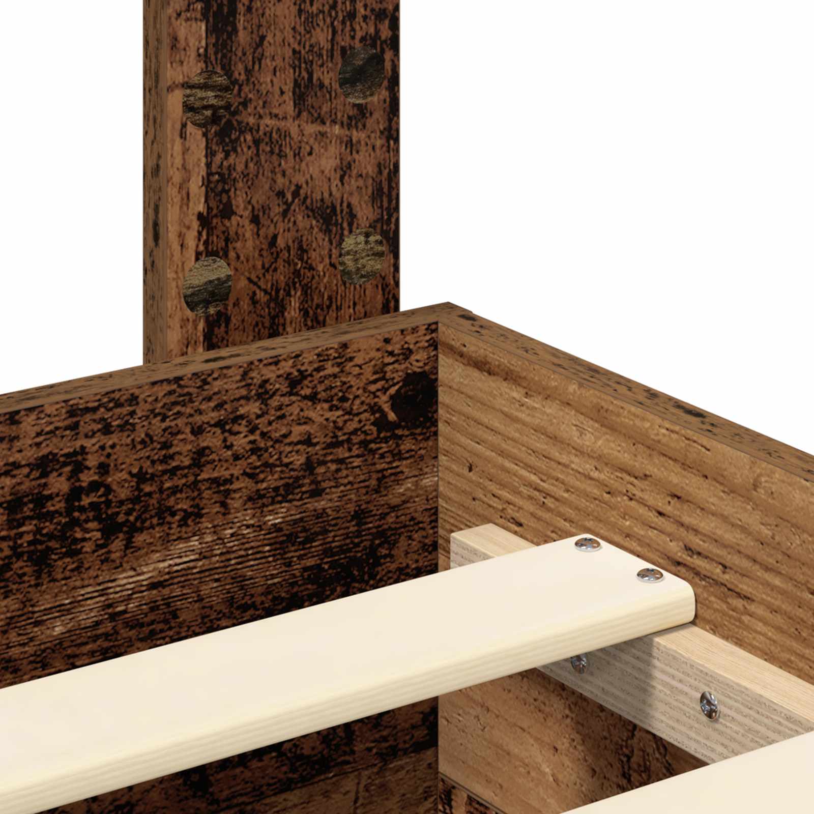 Bettrahmen mit Schubladen Altholz 135 x 190 cm Holzwerkstoff