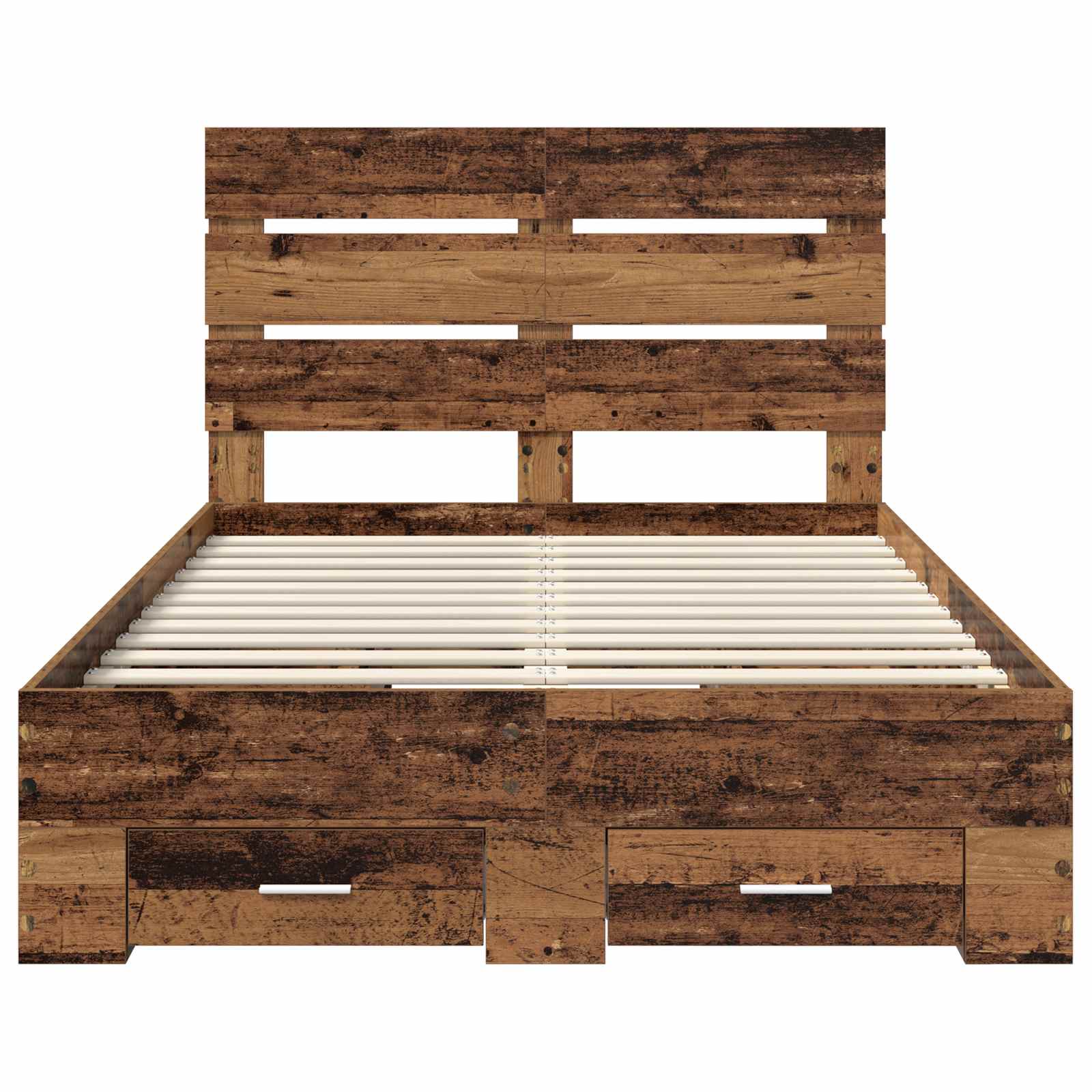 Bettrahmen mit Schubladen Altholz 135 x 190 cm Holzwerkstoff
