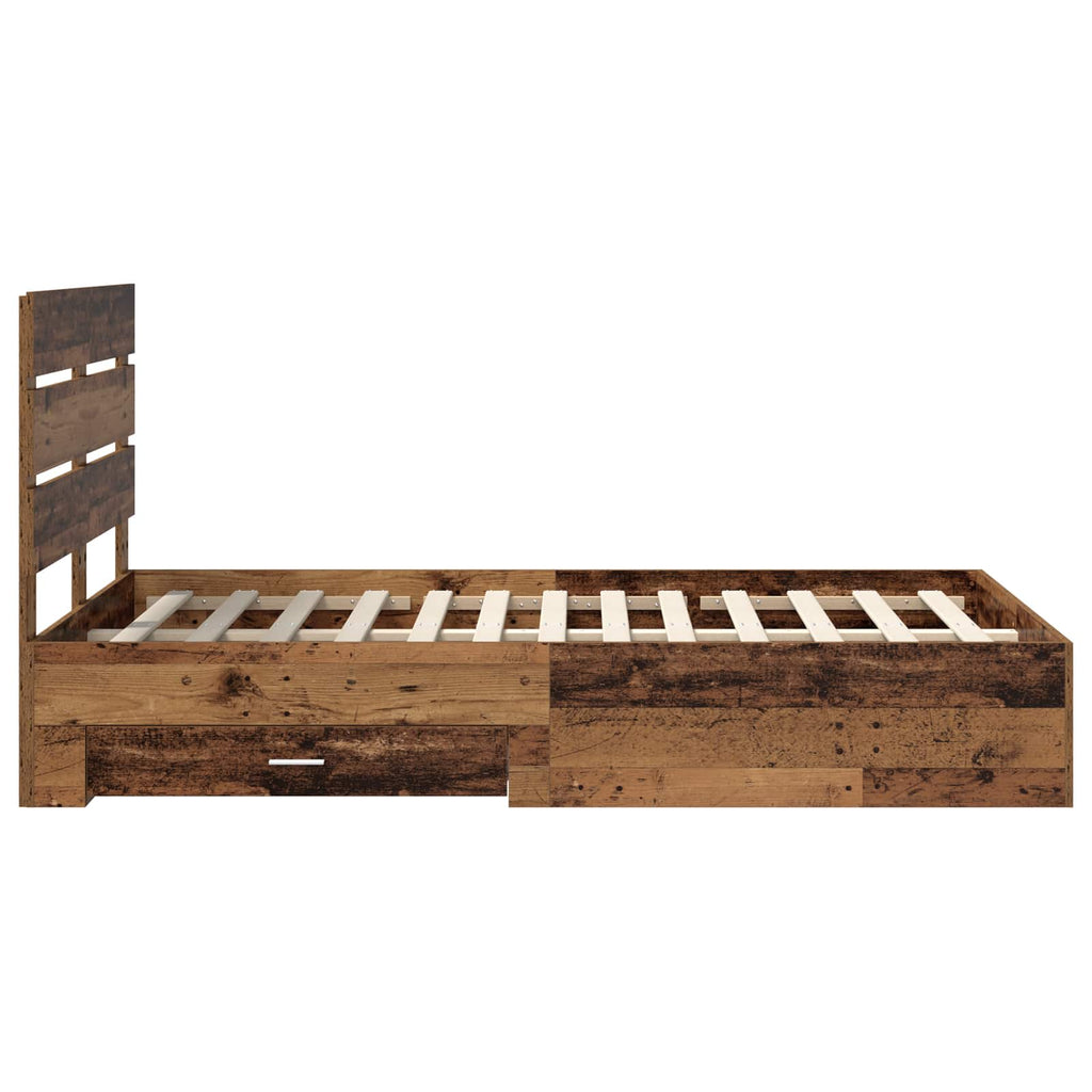 Bettrahmen mit Schubladen Altholz 135 x 190 cm Holzwerkstoff