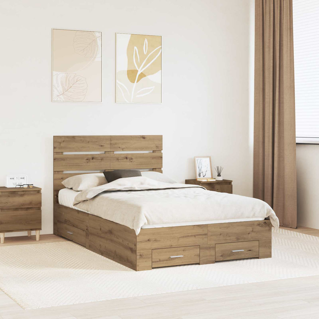 Bettrahmen Artisan-Eiche 120 x 200 cm Holzwerkstoff