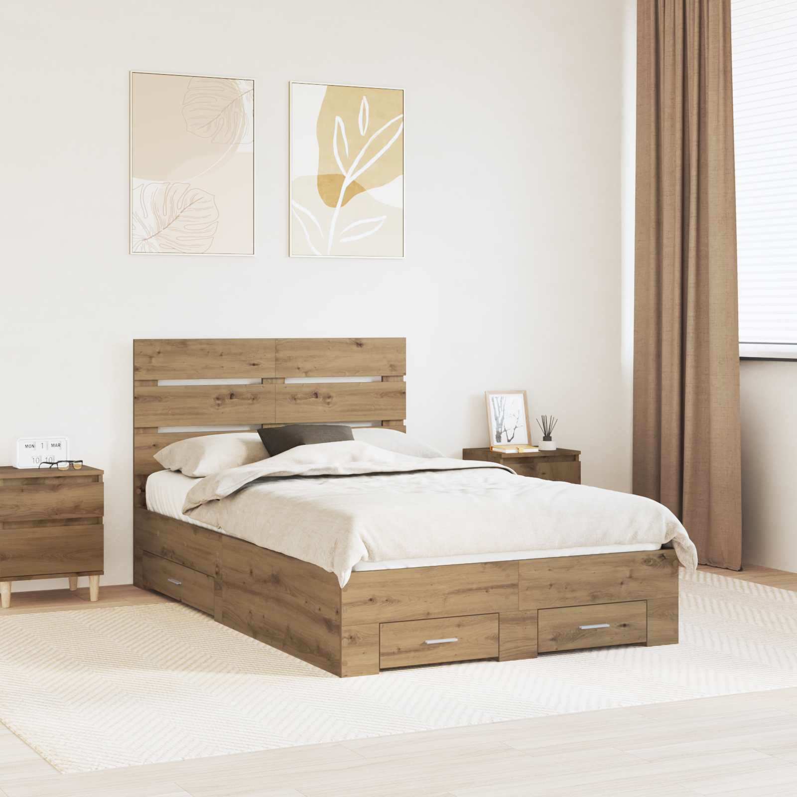 Bettrahmen Artisan-Eiche 120 x 200 cm Holzwerkstoff