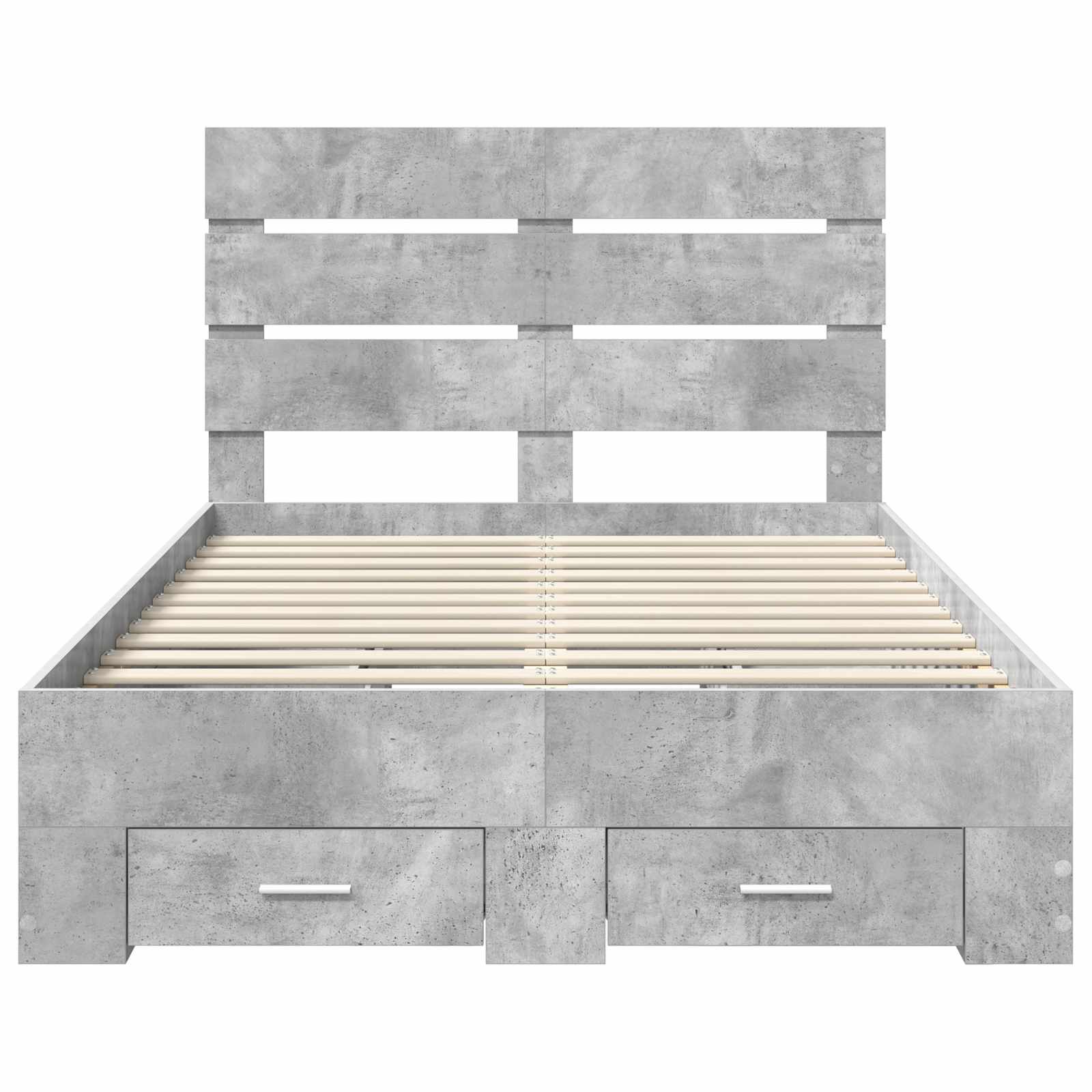 Bettrahmen mit Schubladen Beton Grau 120 x 190 cm Holzwerkstoff