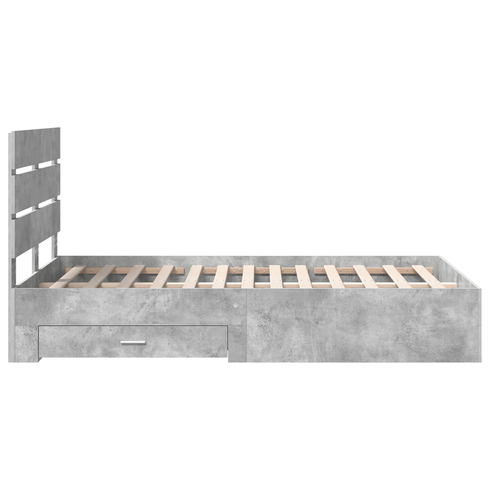 Bettrahmen mit Schubladen Beton Grau 120 x 190 cm Holzwerkstoff