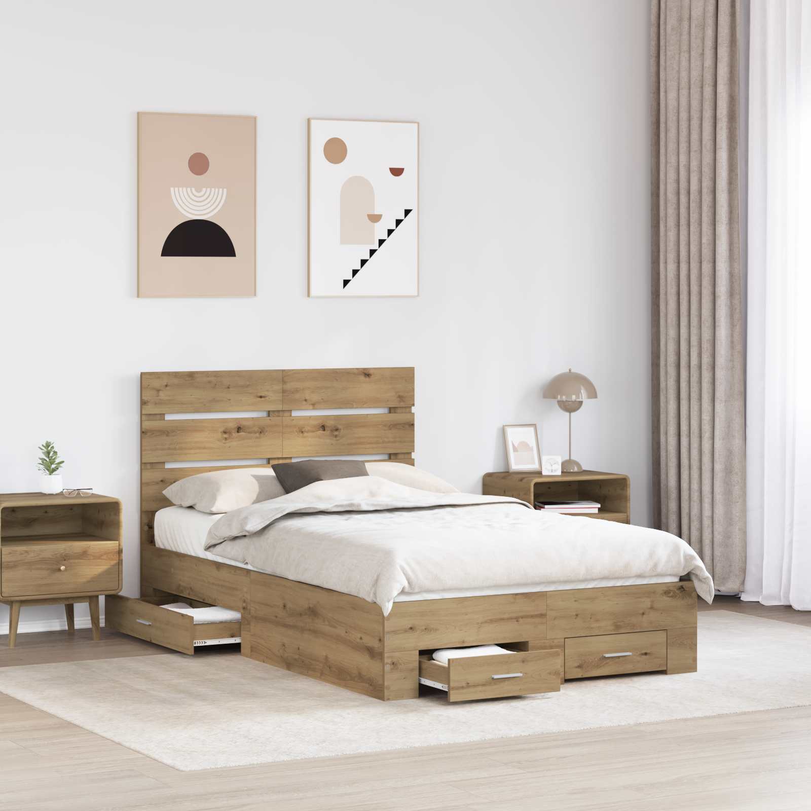 Bettrahmen Artisan-Eiche 120 x 190 cm Holzwerkstoff