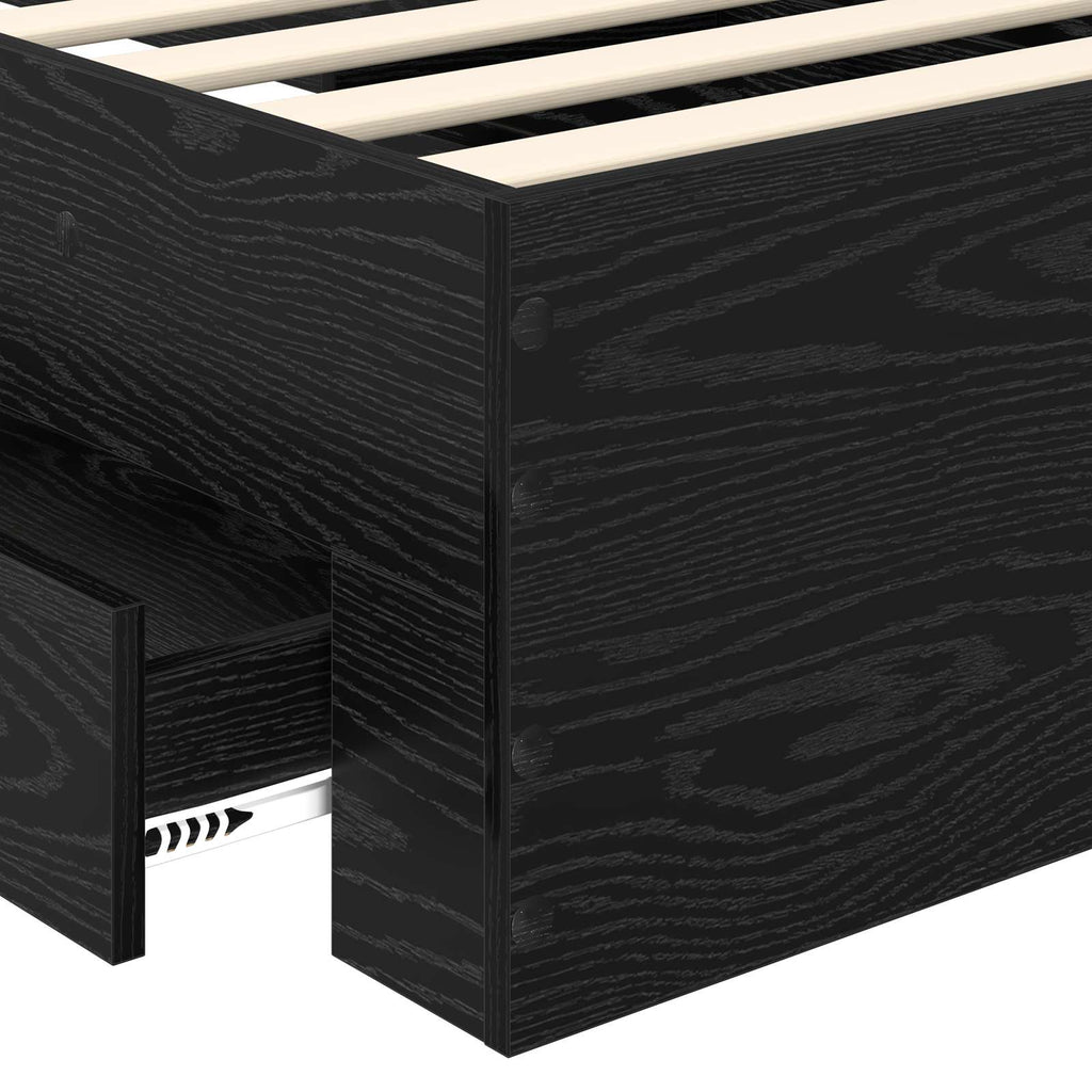 Bettrahmen Schwarz Eichen-Optik 100 x 200 cm Holzwerkstoff