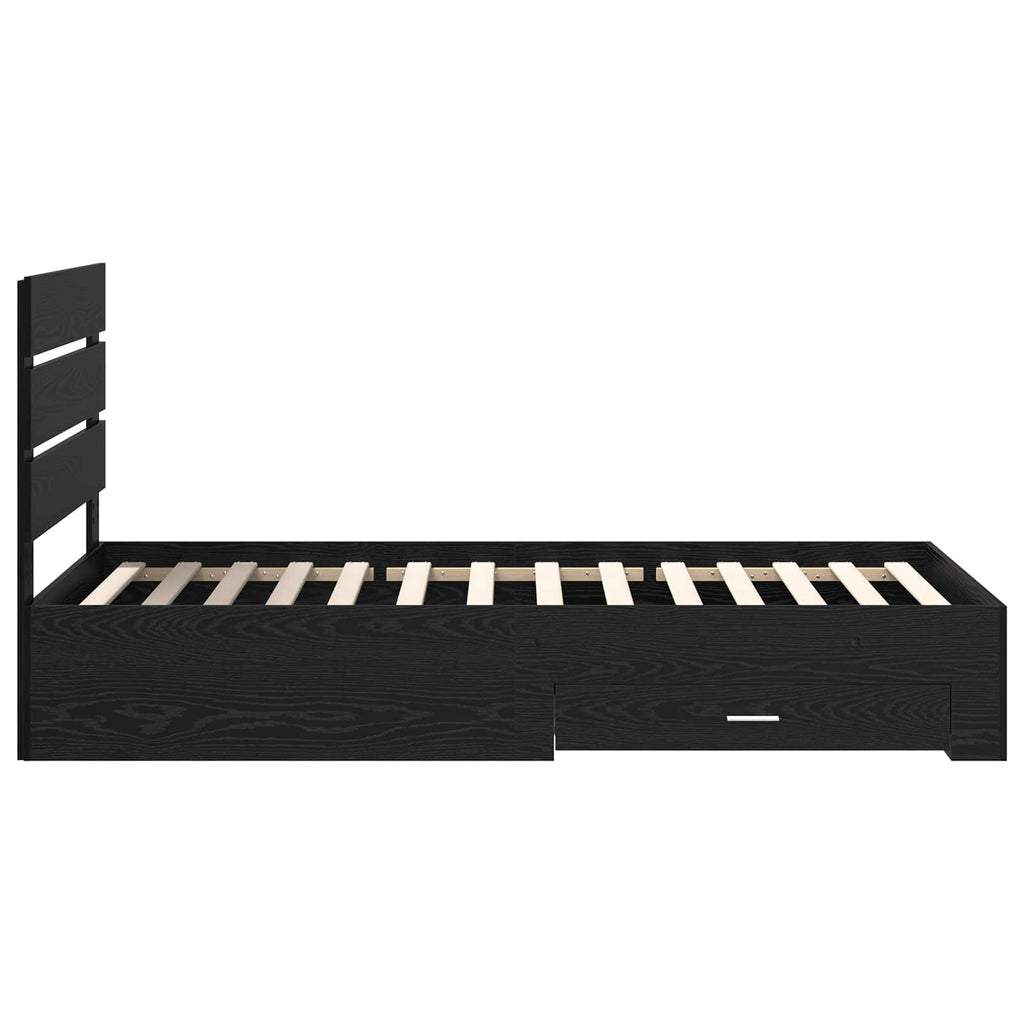 Bettrahmen Schwarz Eichen-Optik 100 x 200 cm Holzwerkstoff