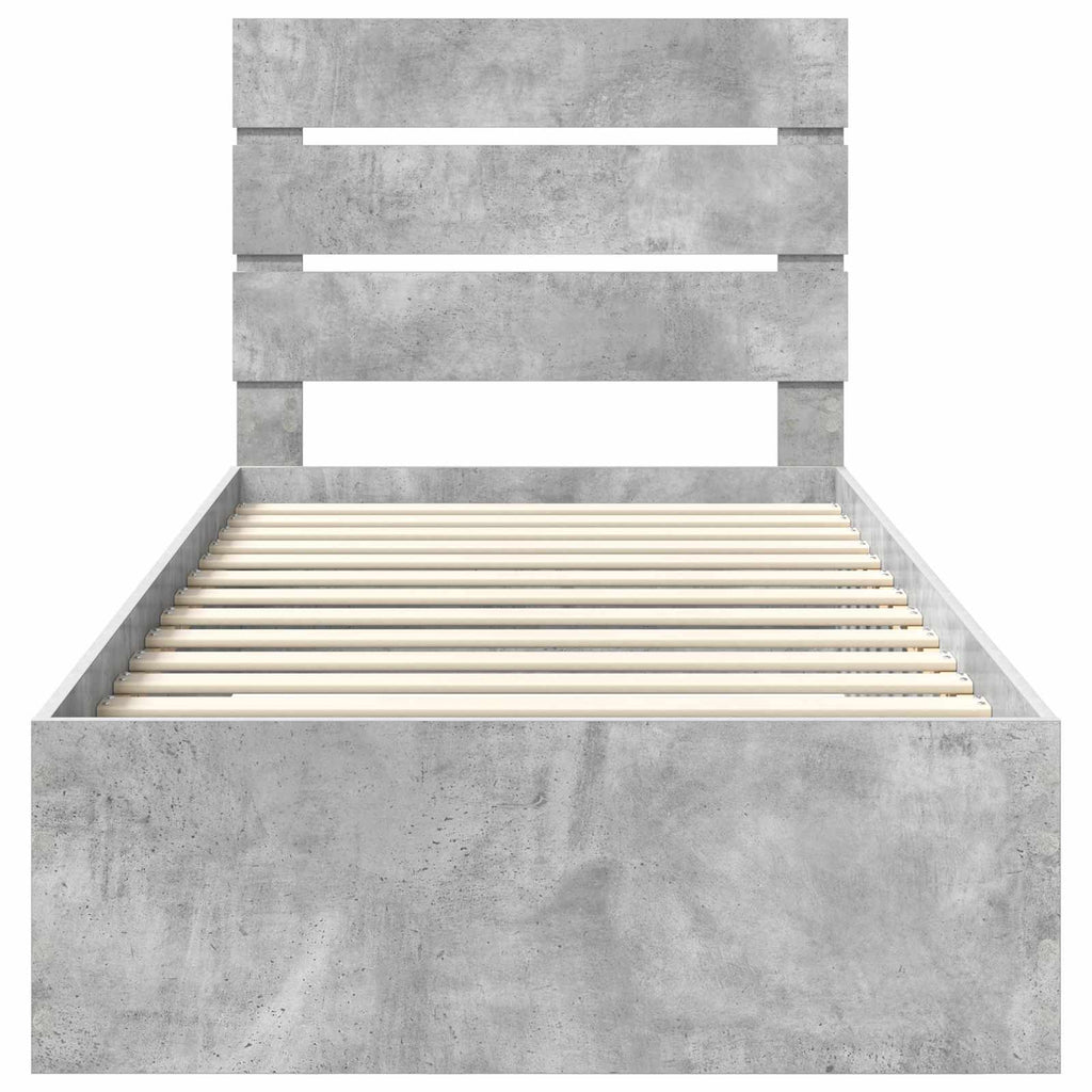 Bettrahmen mit Schubladen Beton Grau 100 x 200 cm Holzwerkstoff