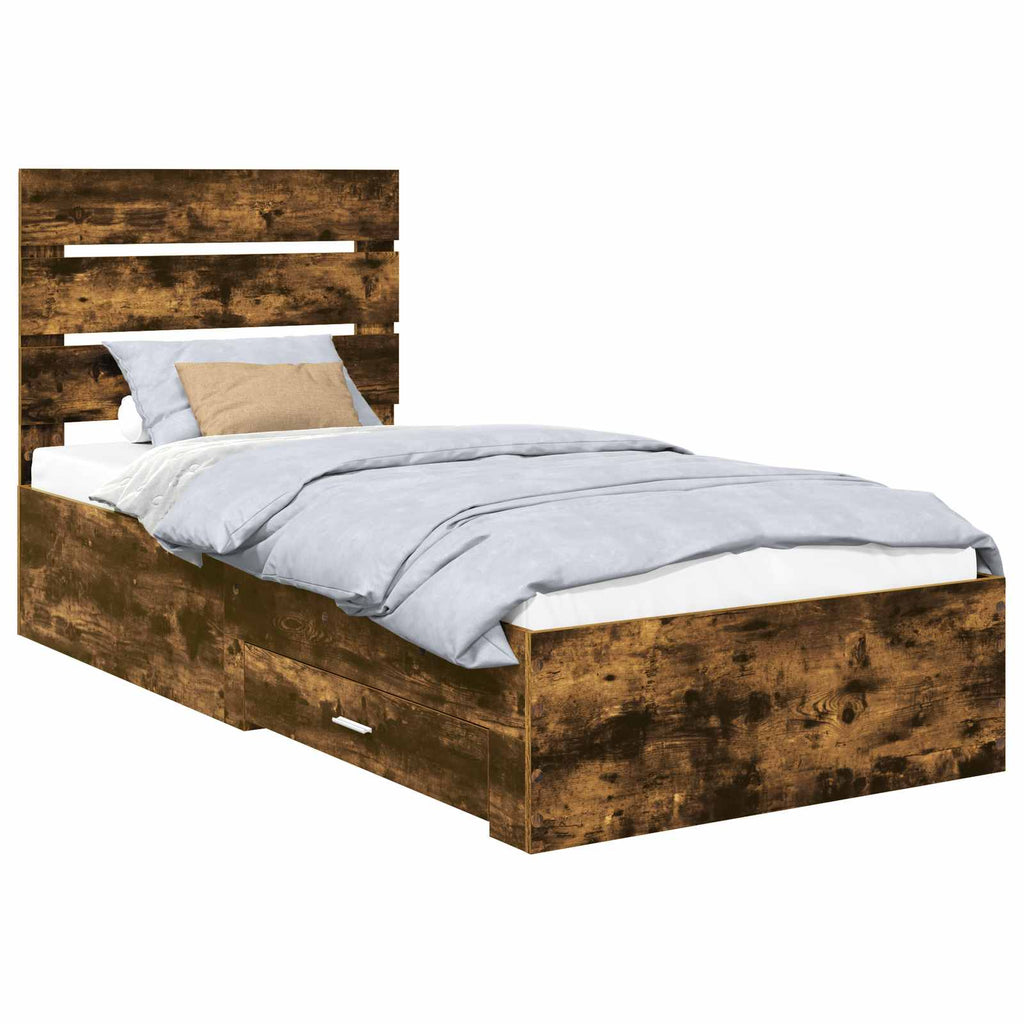 Bettrahmen Geräucherte Eiche Holzwerkstoff
