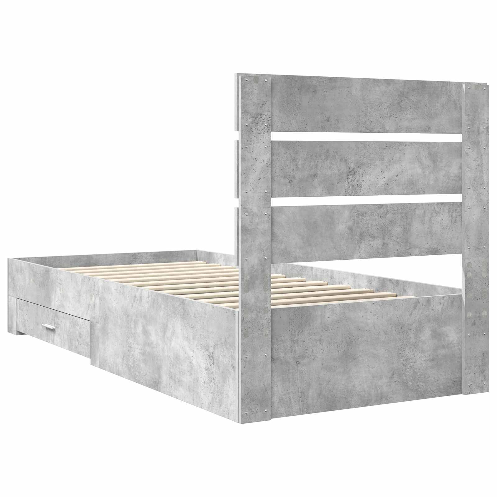 Bettrahmen mit Schubladen Beton Grau 90 x 190 cm Holzwerkstoff