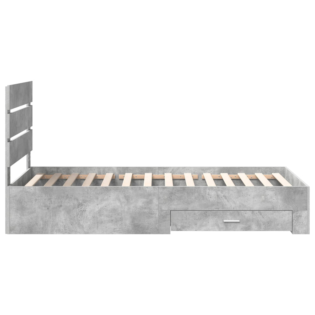 Bettrahmen mit Schubladen Beton Grau 90 x 190 cm Holzwerkstoff