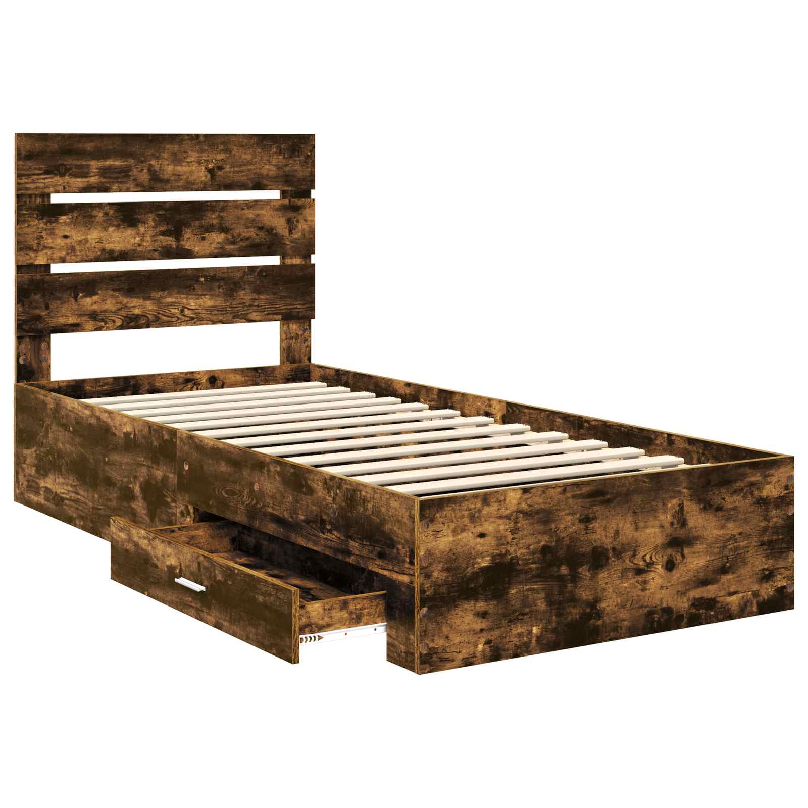 Bettrahmen Geräucherte Eiche 90 x 190 cm Holzwerkstoff