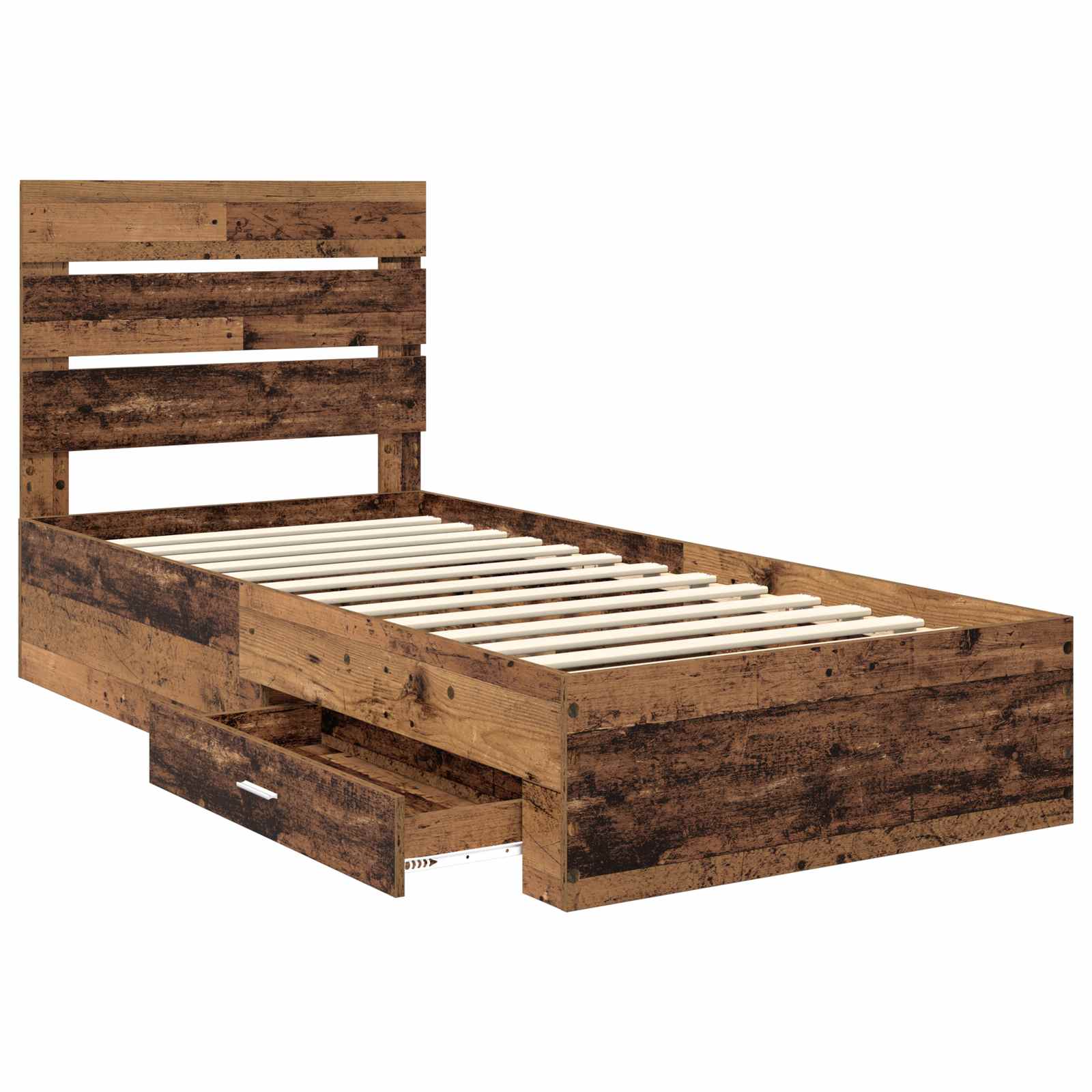 Bettrahmen mit Schubladen Altholz 90 x 190 cm Holzwerkstoff