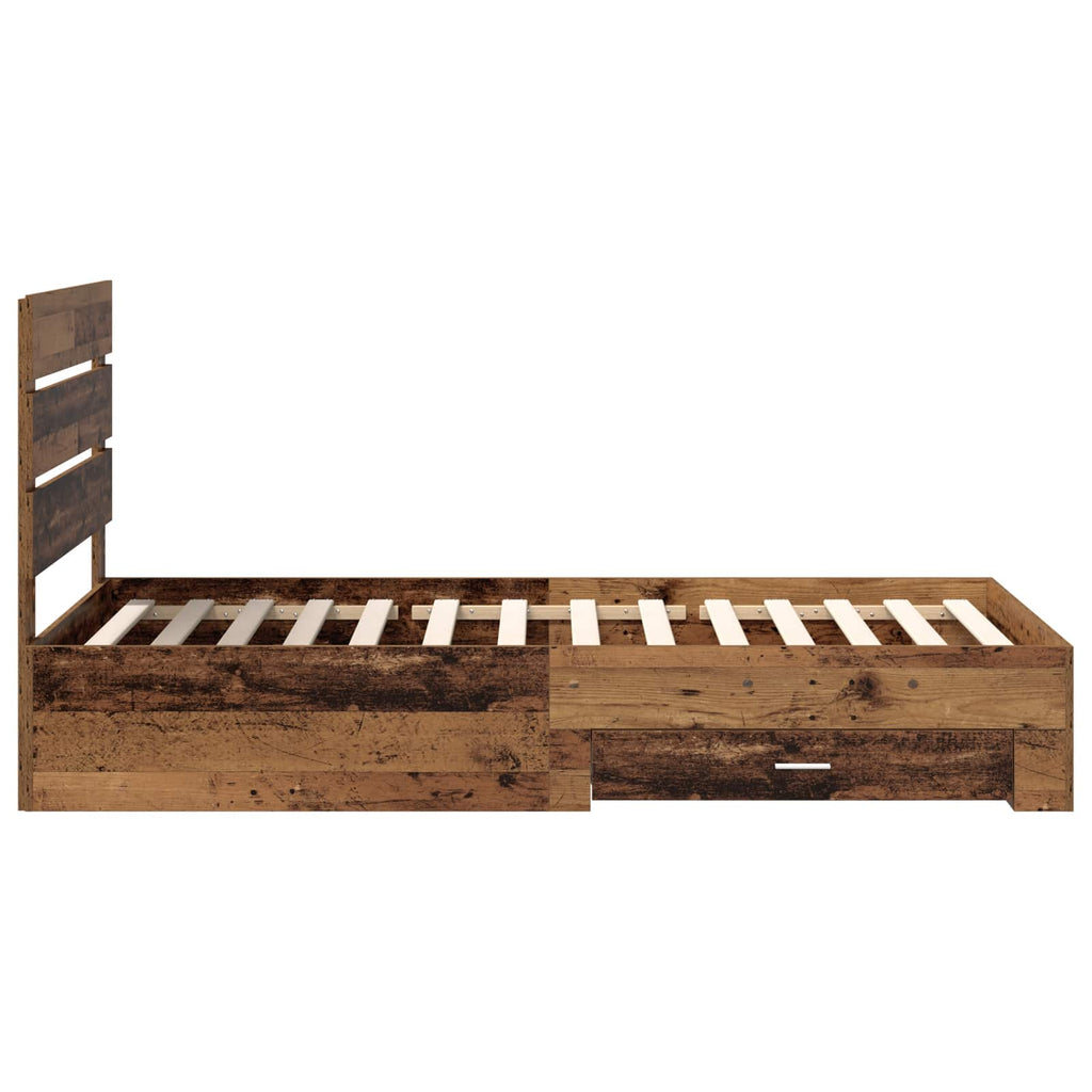 Bettrahmen mit Schubladen Altholz 90 x 190 cm Holzwerkstoff