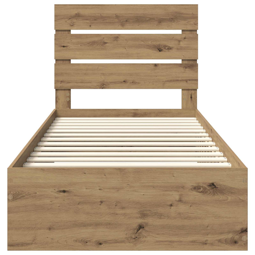 Bettrahmen mit Kopfteil Artisan-Eiche 90 x 190 cm Holzwerkstoff