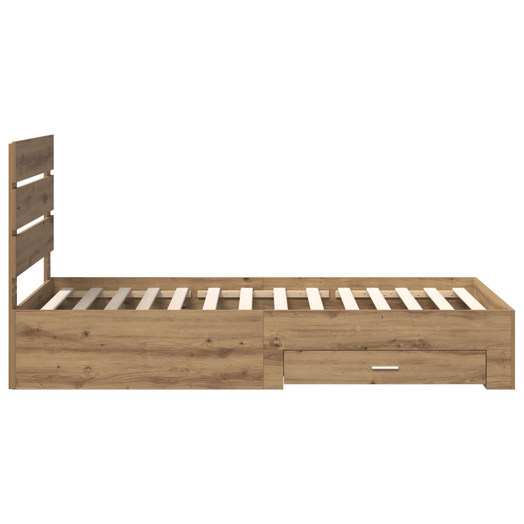 Bettrahmen mit Kopfteil Artisan-Eiche 90 x 190 cm Holzwerkstoff