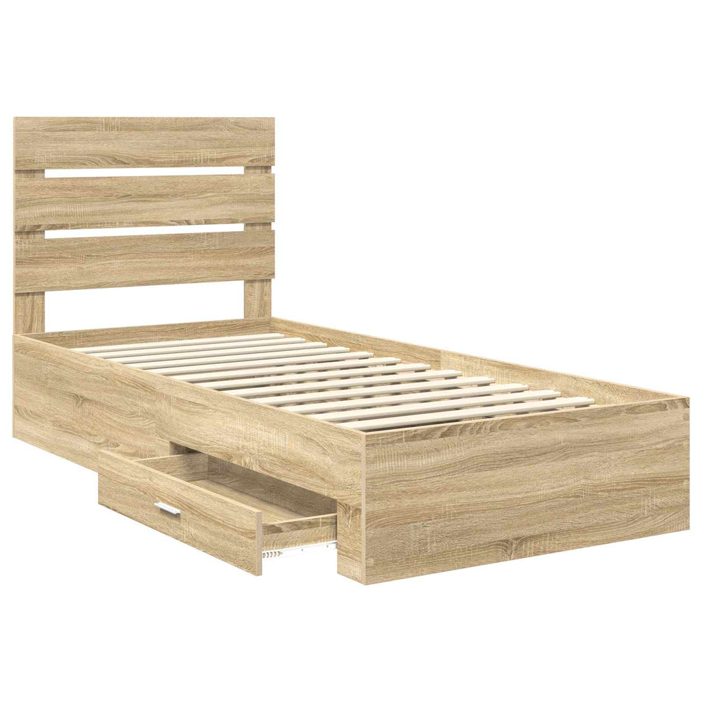Bettrahmen Sonoma Eiche und Silber 75 x 190 cm Holzwerkstoff
