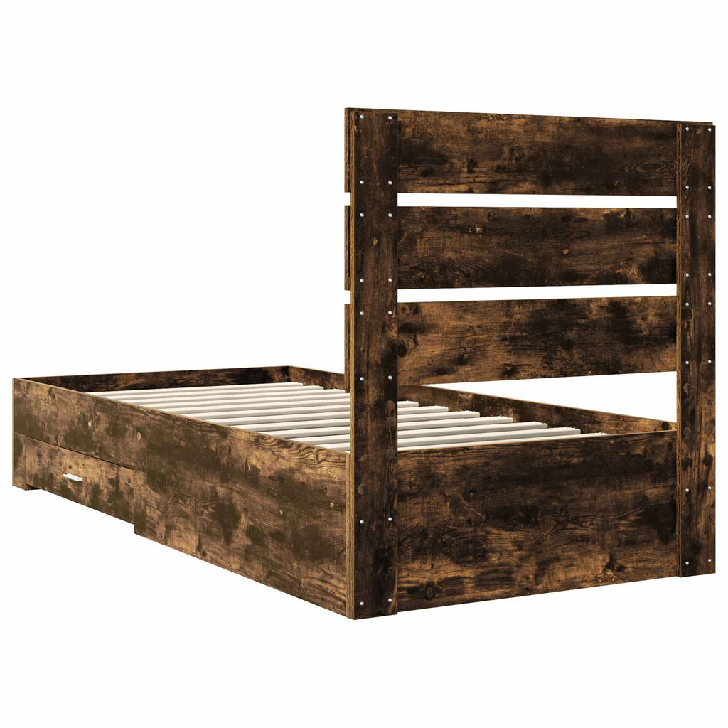 Bettrahmen Rauchige Eiche und Silber 75 x 190 cm Holzwerkstoff