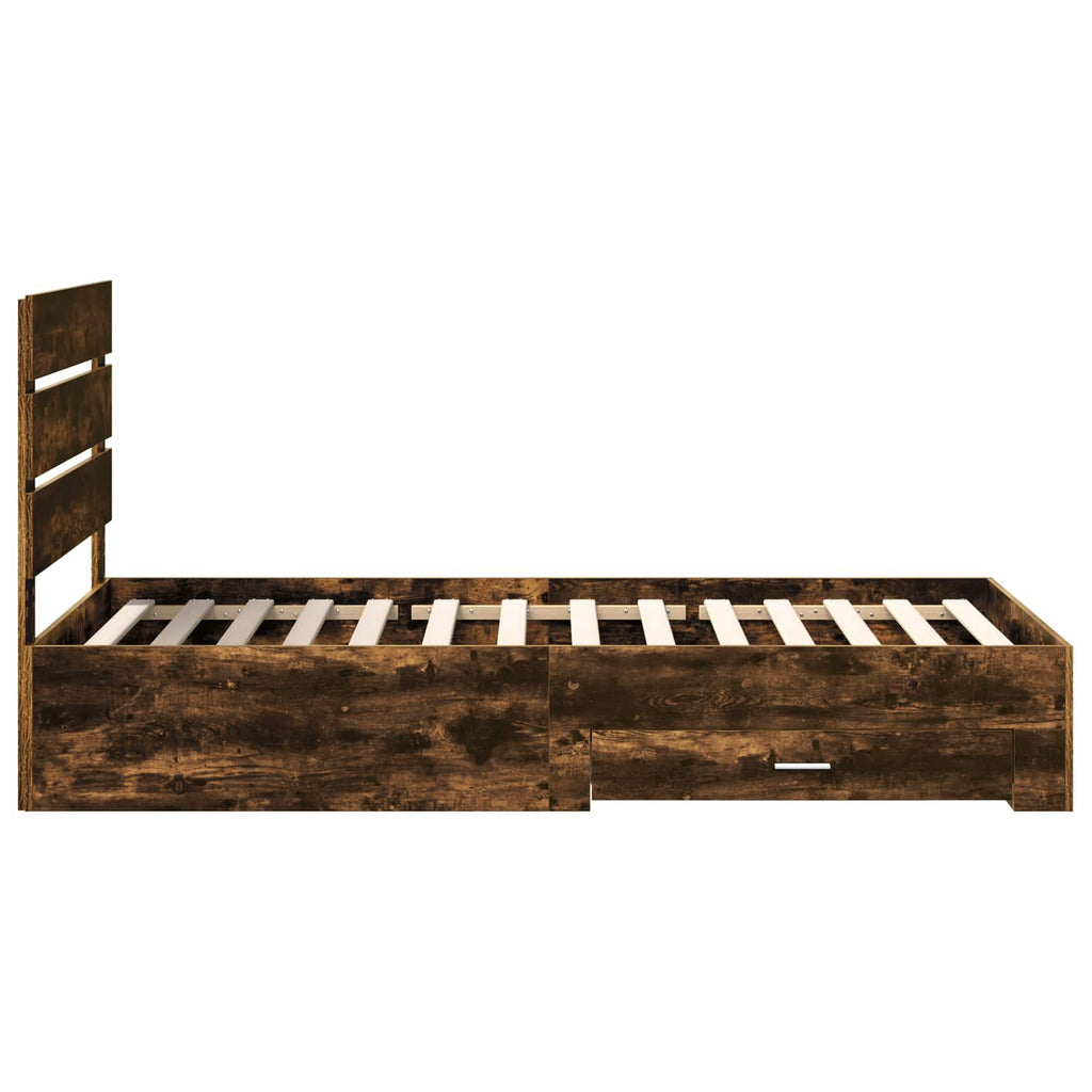 Bettrahmen Rauchige Eiche und Silber 75 x 190 cm Holzwerkstoff