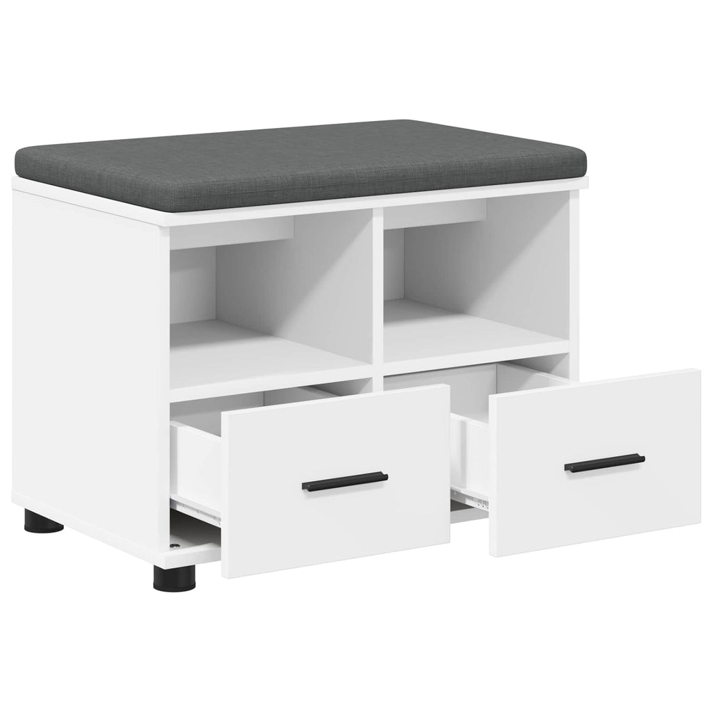 Flurbank Weiß 60 x 38 x 46 cm Holzwerkstoff und Stoff