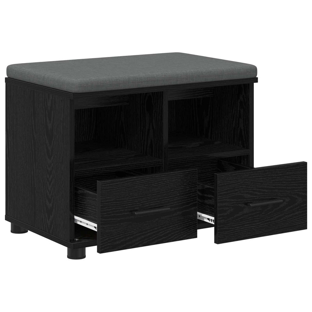 Flurbank mit Kissen mit Regal Schwarze Eiche 60 x 38 x 46 cm