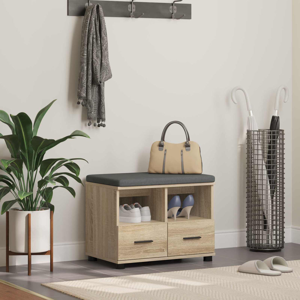 Flurbank mit Kissen mit Schubladen Sonoma-Eiche 60 x 38 x 46 cm