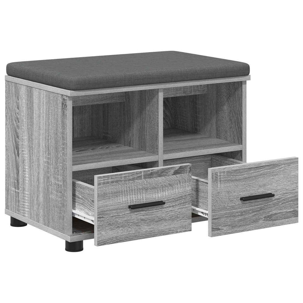 Flurbank mit Kissen mit Regal Graues Sonoma 60 x 38 x 46 cm
