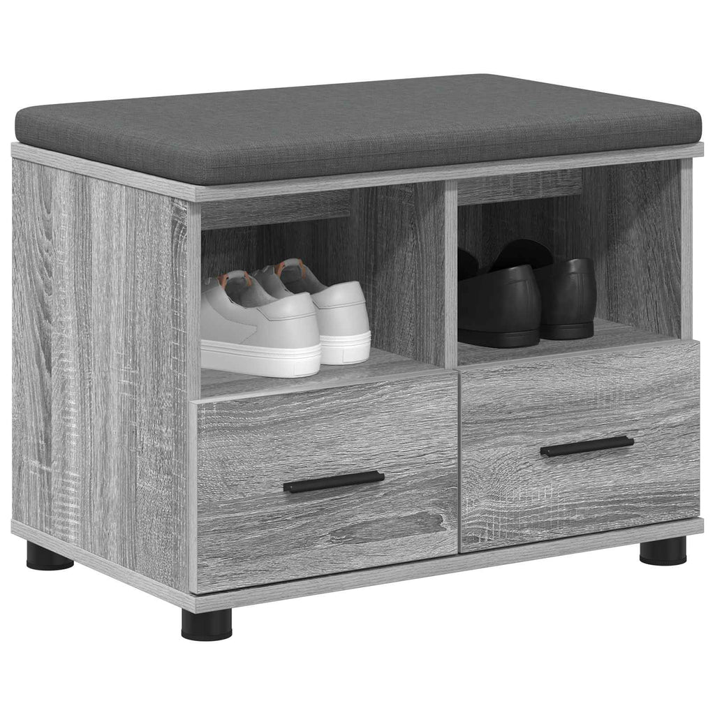 Flurbank mit Kissen mit Regal Graues Sonoma 60 x 38 x 46 cm