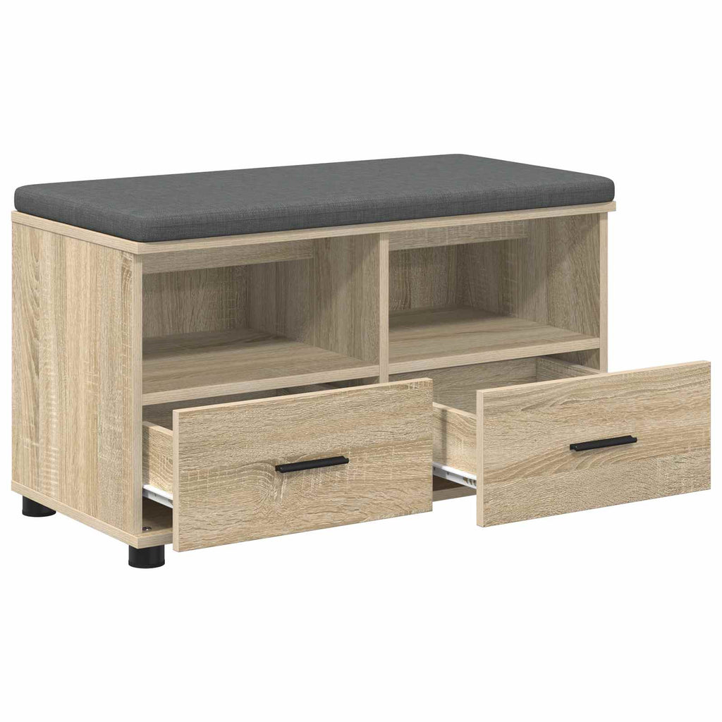Flurbank mit Kissen mit Schubladen Sonoma-Eiche 80 x 38 x 46 cm