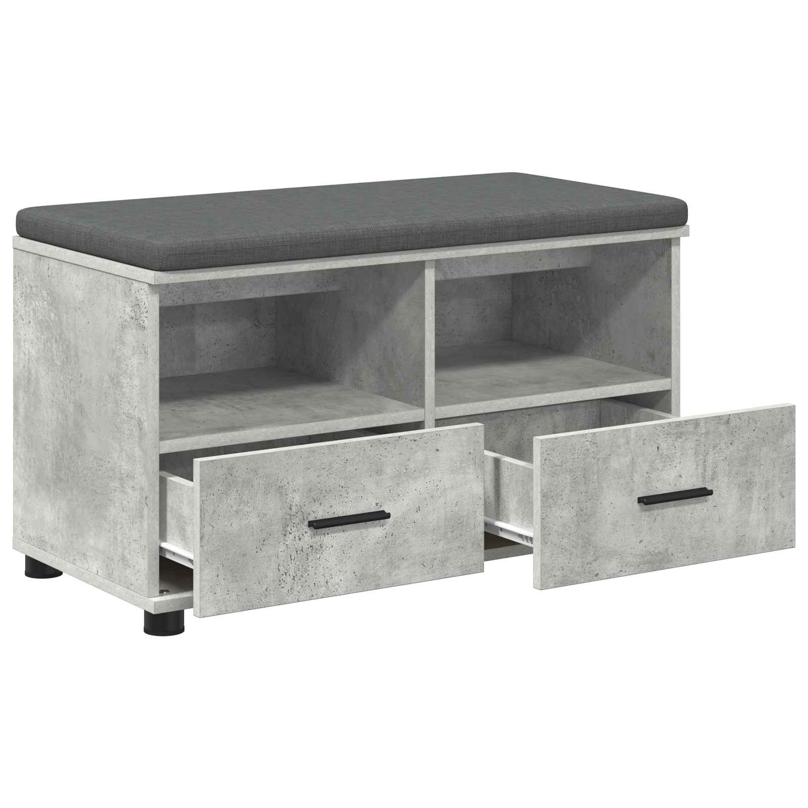 Flurbank mit Kissen mit Schubladen Betongrau 80 x 38 x 46 cm