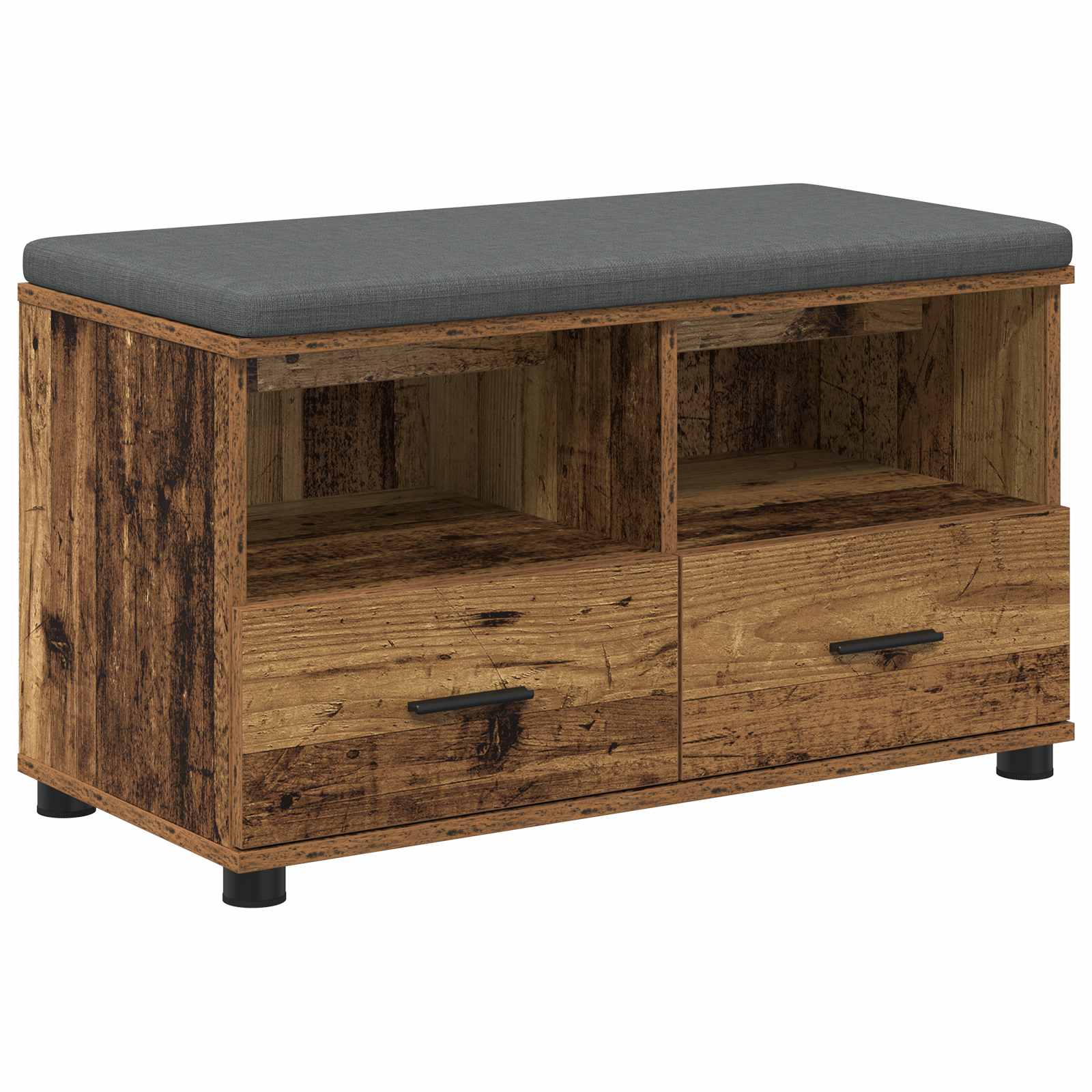 Flurbank mit Kissen mit Schubladen Altholz 80 x 38 x 46 cm