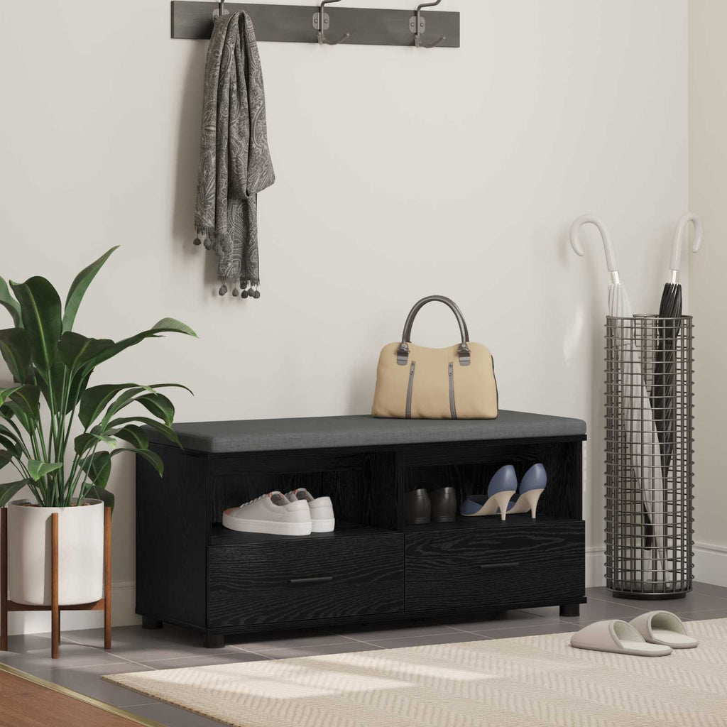 Flurbank mit Kissen mit Regal Schwarze Eiche 100 x 38 x 46 cm